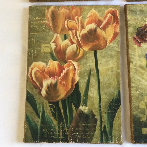 Floral printed burlap plaques for wall - Picture 5 of 7